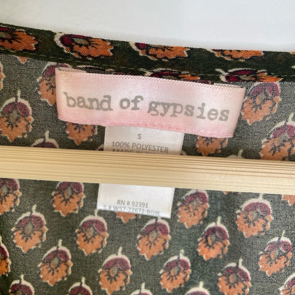 Band of Gypsies Vintage Sheer Paisley Boho Peplum Multicolor Blouse - Picture 4 of 8